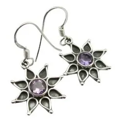 blommor örhängen i silver med oxiderat sterlingsilver