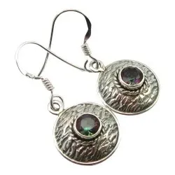 Runda topas örhängen i oxiderat sterlingsilver