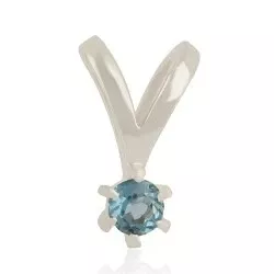 Elegant blå topas solitärberlock i silver
