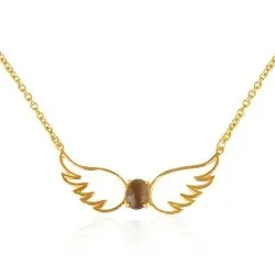 vinge halsband i förgyllt silver med hängen i förgylld