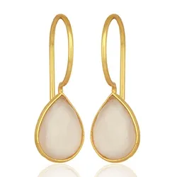 billiga rosa calcedonit örhängen i förgyllt silver