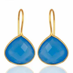 stora droppe örhängen i förgyllt silver