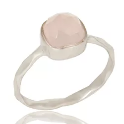 Fyrkantigt rosa ring i silver