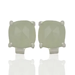 Fyrkantigt blå örhängestift i silver