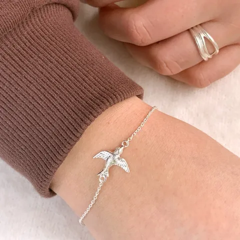 fågel armband i silver med hängen i silver