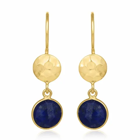 långa rund örhängen i förgyllt silver - Loom Stones