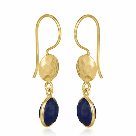 långa rund örhängen i förgyllt silver - Loom Stones