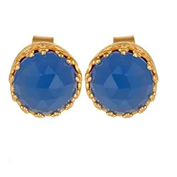 Runda krona örhängestift i förgyllt silver