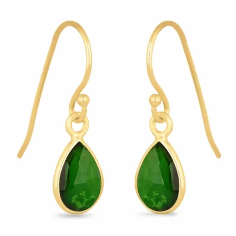 långa droppe örhängen i förgyllt silver - Loom Stones