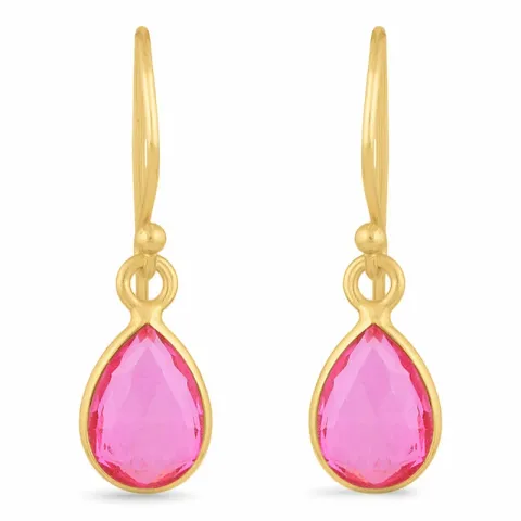 långa droppe örhängen i förgyllt silver - Loom Stones