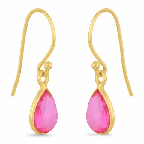 långa droppe örhängen i förgyllt silver - Loom Stones