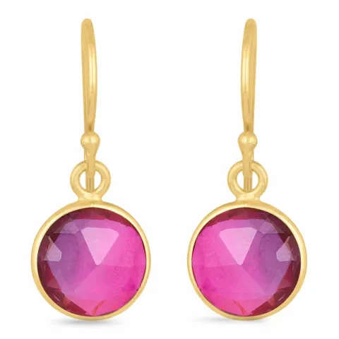 långa rund ametist örhängen i förgyllt silver - Loom Stones