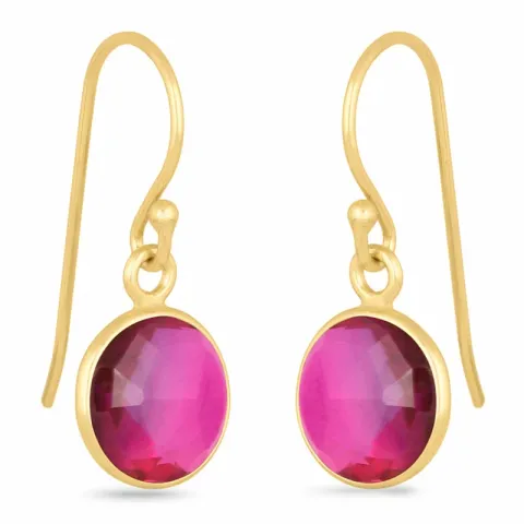 långa rund ametist örhängen i förgyllt silver - Loom Stones