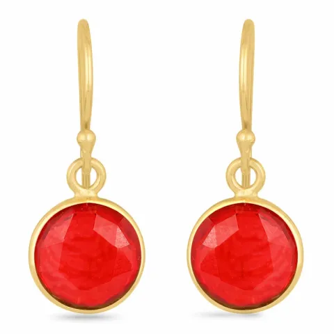 rund granat örhängen i förgyllt silver