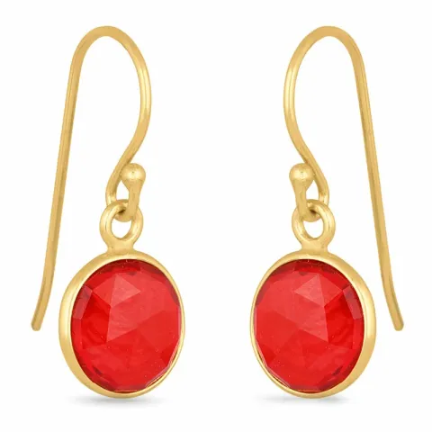 rund granat örhängen i förgyllt silver