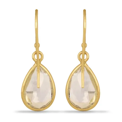 långa droppe kvarts örhängen i förgyllt silver - Loom Stones