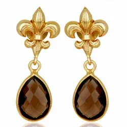 äkta  bruna topas örhängen i förgyllt silver