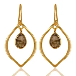 bruna labradorit örhängen i förgyllt silver