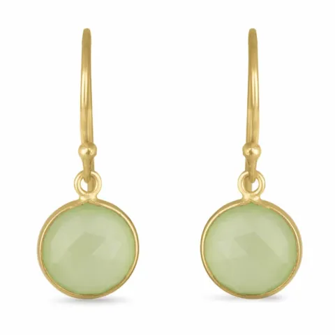 runda calcedonit örhängen i förgyllt silver - Loom Stones