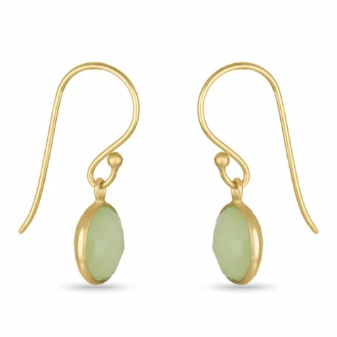 runda calcedonit örhängen i förgyllt silver - Loom Stones