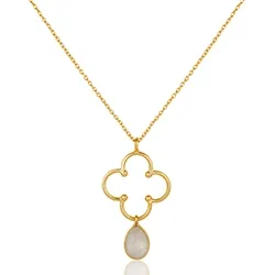 Fyrklöver halsband i förgyllt silver med hängen i förgyllt silver