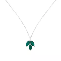 Grön onyx halsband i silver med hängen i silver