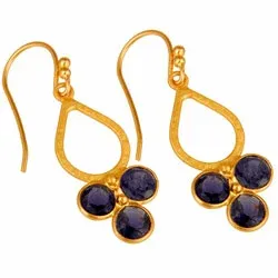 Iolit örhängen i förgyllt silver