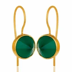 runda onyx örhängen i förgyllt silver