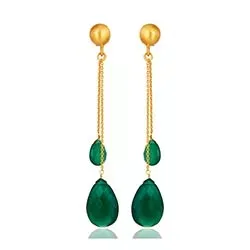 långa droppe onyx örhängen i förgyllt silver