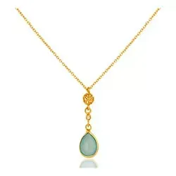 calcedonit halsband i förgyllt silver med hängen i förgyllt silver