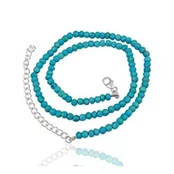 Enkel blå turkis halsband i silver 42 cm plus 8 cm x 4,0 mm