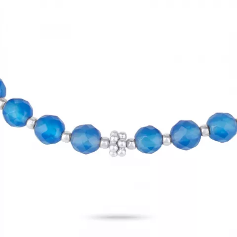 blå calcedonit armband i silver 18,0 cm plus 5,0 cm x 4,0 mm