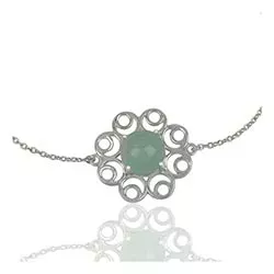 calcedonit armband i silver med hängen i silver