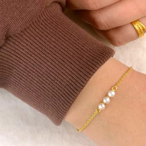 pärla armband i förgyllt silver 15,0 cm plus 3,0 cm x 4,0 mm