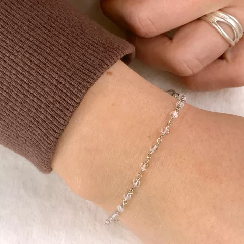 kristal armband i silver 15 cm plus 6 cm x 3,0 mm