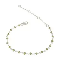 Elegant peridot armband i silver 15 cm plus 4 cm x 3,0 mm