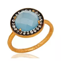 blå ring i förgyllt silver med oxiderat sterlingsilver