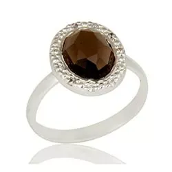 Oval kvarts ring i silver