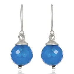 runda calcedonit örhängen i silver