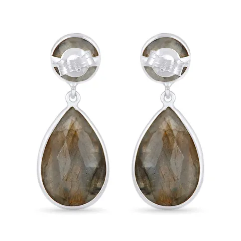 äkta  droppe labradorit örhängen i silver