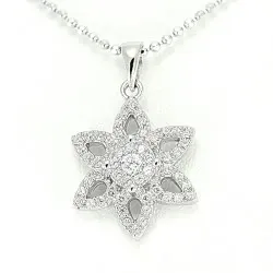 Blommor zirkon hängen i silver