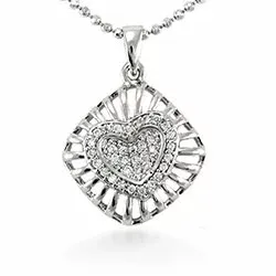 Fyrkantigt hjärta hängen i silver