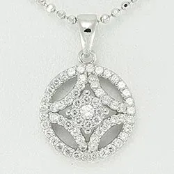 Runt zirkon hängen i silver