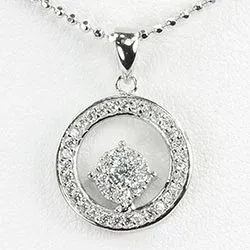 runt zirkon hängen i silver