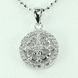 runt vit hängen i silver