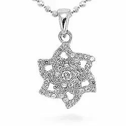 Blommor zirkon hängen i silver