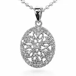 Ovalt zirkon hängen i silver