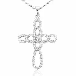 Kors zirkon hängen i silver