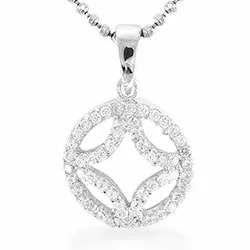 Runt zirkon hängen i silver