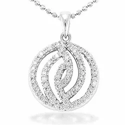 Runt vit zirkon hängen i silver